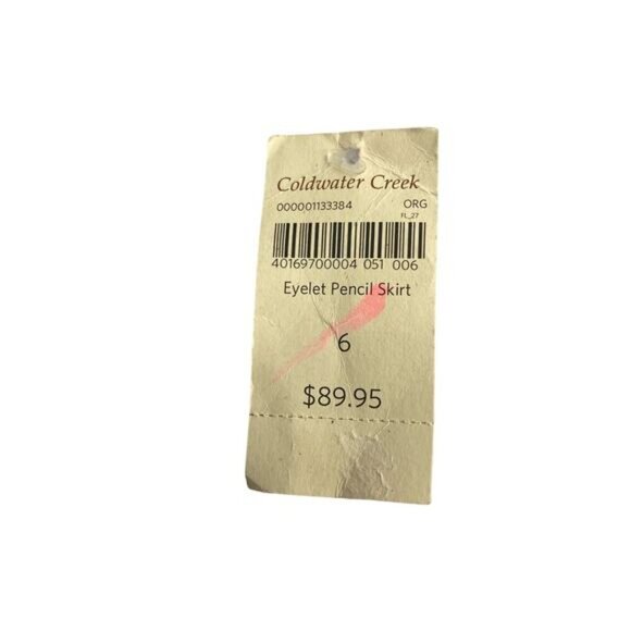 NWT COLDWATER CREEK Eyelet Pencil Skirt Sz 6 Orange - Picture 4 of 5